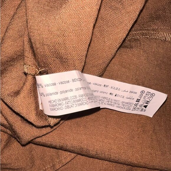 ZARA Textured Maxi Shirt Dress Belted Gold Button Light Brown Size XL NWT - Picture 8 of 13